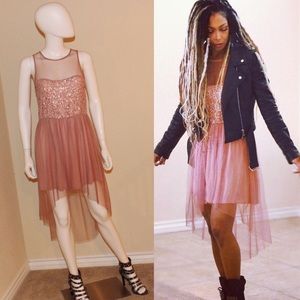 Pink Asymmetrical Dress w/ Sequined Top
